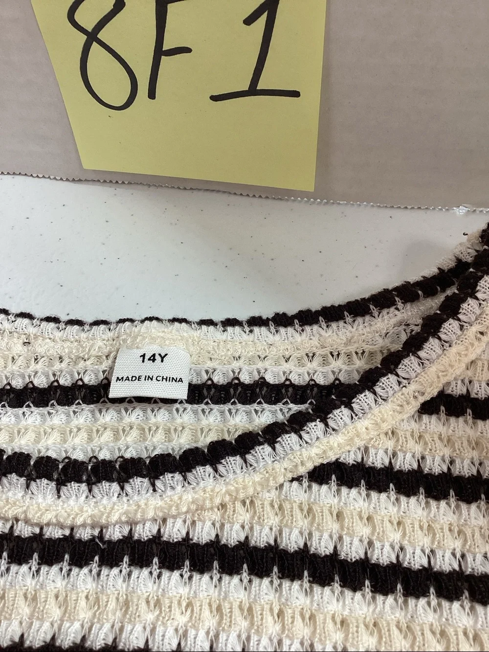 Kids Striped Knit Tank and Bike Shorts Set in Cream and Black